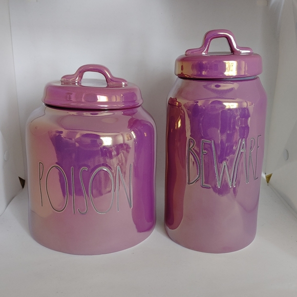 Rae Dunn Other - Rae Dunn Purple Beware Poison Halloween Luster Jars Canisters